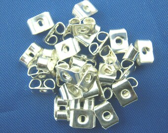 Silver Earring Backs - Silver Plated - Butterfly Style - 6x4mm - 10 - 100 - 500 - 1000 Pieces - Jewelry Making Supplies - Ships FAST - EF233