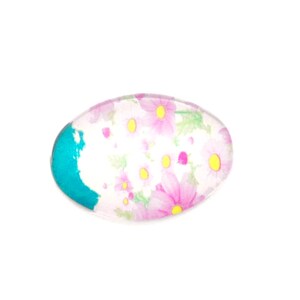 10 Cabochons 18x13mm - Glass - Flower Pattern Dome Seals  - FAST Ship - Jewelry Making Supplies - C281