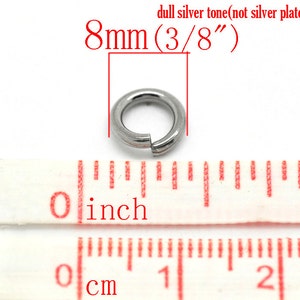 200 STAINLESS STEEL Jump Rings BULK 8mm 15 Gauge Thick 1.5mm Ships Immediately from California F98a image 2