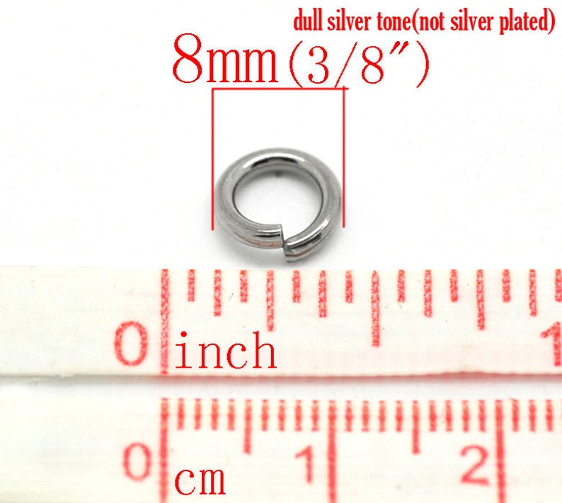 200 STAINLESS STEEL Jump Rings BULK 8mm 15 Gauge Thick 1.5mm Ships Immediately from California F98a image 2