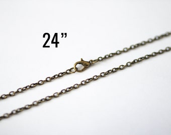 12 Bronze Necklaces - Cable Chains - 2x4mm - 24" - Jewelry Making Supplies - Ships IMMEDIATELY from USA - CH636a