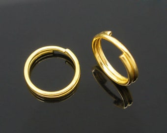 8mm Double Loop Split Rings - WHOLESALE - 8mm - Gold - 0.7mm Thick - 21 Gauge - 100, 400, or 1000 Pieces -  Jewlery Making Supplies - F115