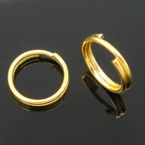 8mm Double Loop Split Rings - WHOLESALE - 8mm - Gold - 0.7mm Thick - 21 Gauge - 100, 400, or 1000 Pieces -  Jewlery Making Supplies - F115