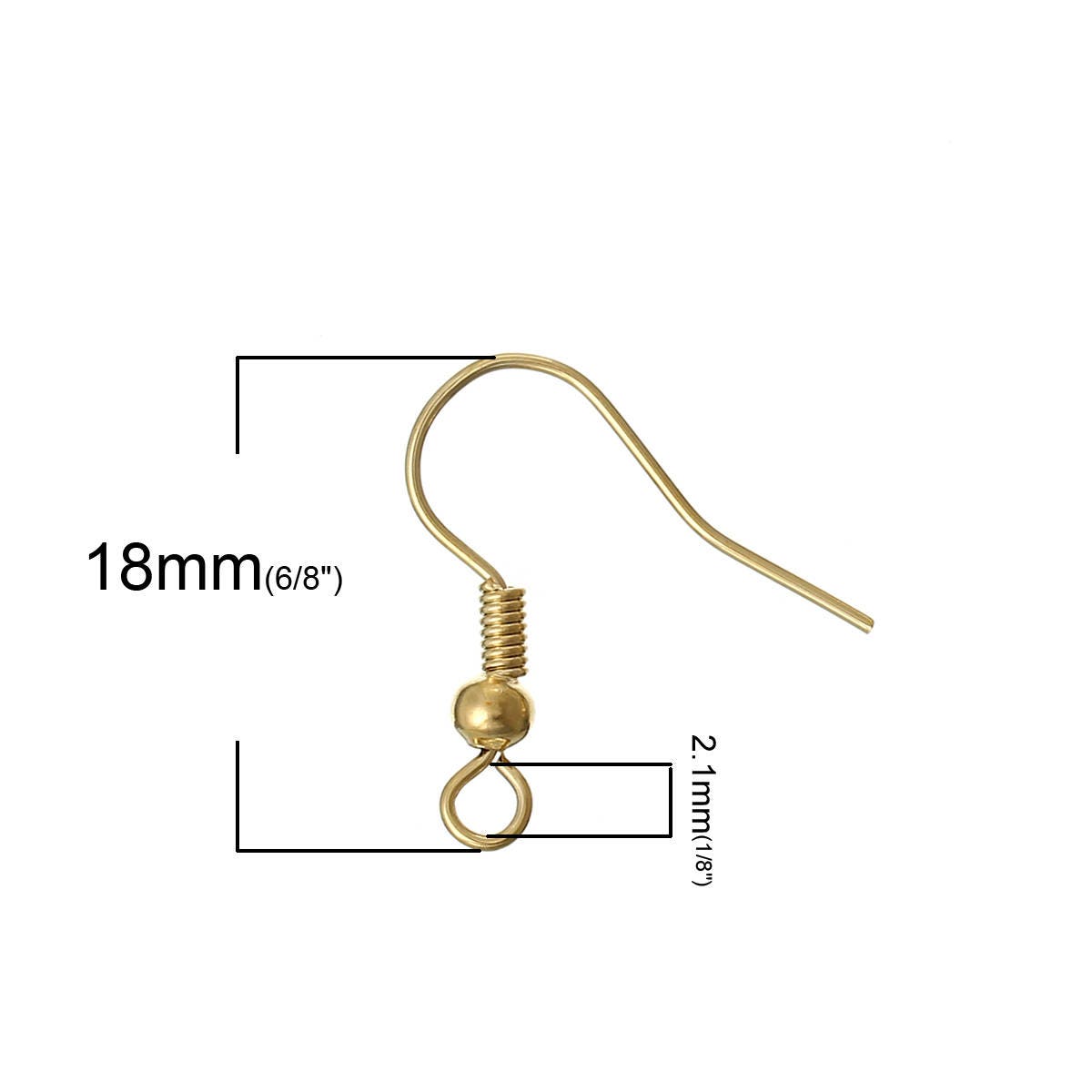 Wholesale Beebeecraft 50Pcs/Box Kidney Earring Hooks 18K Gold