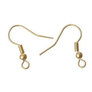 REAL 18K Gold Earring Hooks BEWARE of Fakes Spring and Ball 18x18mm Copper Material 10 50 or 100 Pieces From USA EF113 image 3