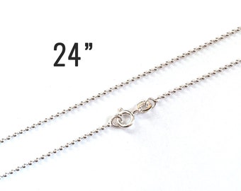 SALE 5 Sterling Silver Necklaces - BULK - 1.5mm Ball Chain - REAL (.925 Stamp) - 24" - Ships Fast - Jewelry Making Supplies - CH543a