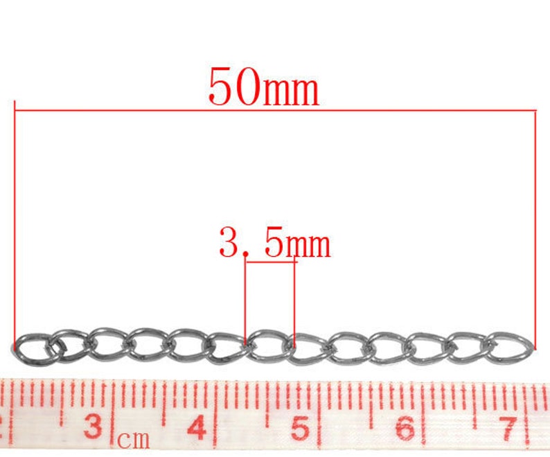 25 Extension Chains Antique Silver 50x3mm Jewelry Making Supplies Ships IMMEDIATELY CH394 image 2