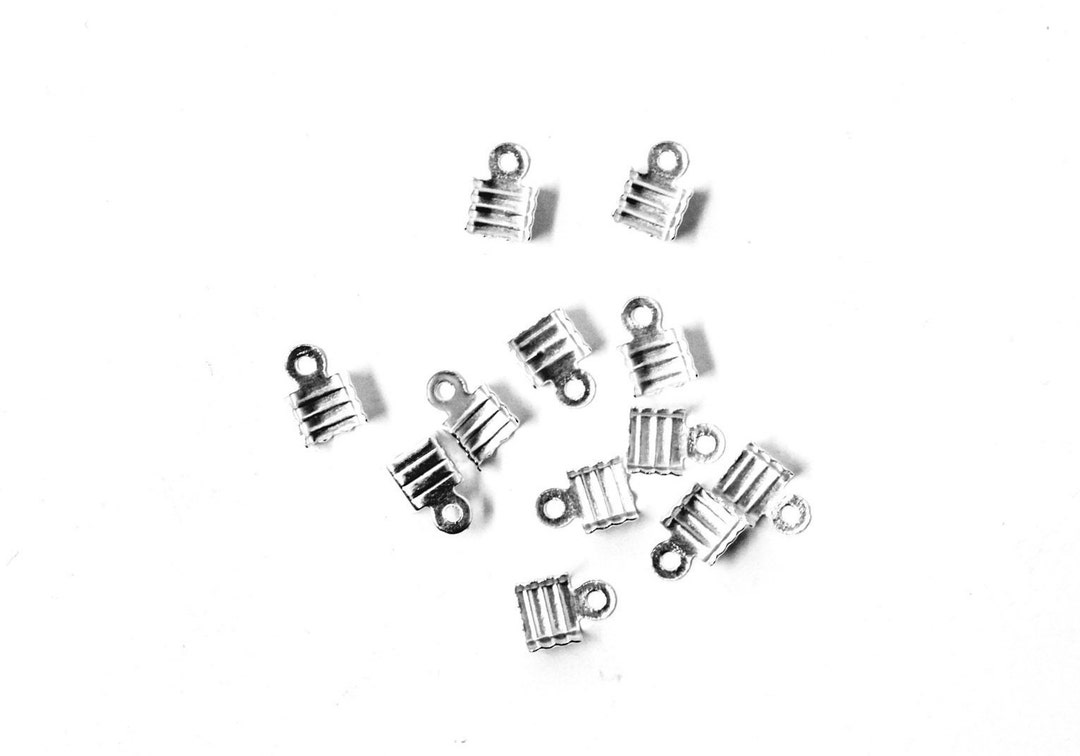 Silver Crimp End Caps With Loops 7x5mm 100 Pieces Etsy