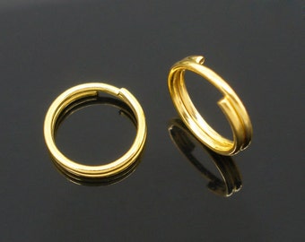 400 Double Loop Split Rings - BULK - 8mm - Gold - 0.7mm Thick - 21 Gauge - Jewelry Making Supplies - Ships IMMEDIATELY - F115a