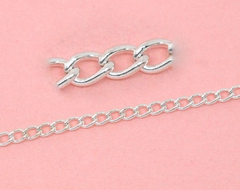10M Silver Curb Chain - Links-Opened - 4x3mm - 32' - Ships IMMEDIATELY from California - CH404