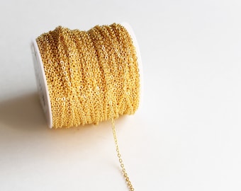 330ft Gold Cable Chain Spool - 3x2mm - 100M - Ships IMMEDIATELY from California - CH598