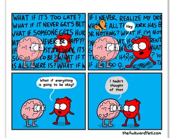 Toxic Thinking Print – Health Wall Art, Inspirational Poster, Anxiety Reminder, Funny Brain Anatomy Art, Doctor Gift, Home Decor