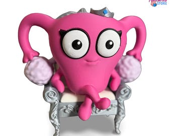 3D Printed Queen Uterus Statuette – Awkward Organ #6 – Funny Uterus Figurine, Anatomy Decor, Medical Gift, Home Decor