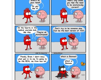 The Real Deal Print – Be Yourself Wall Art, Inspirational Poster, Bat Heart Art, Funny Motivation Decor, Medical Gift, Home Decor