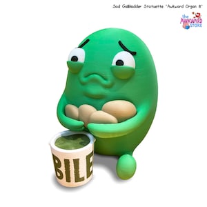3D Printed Sad Gallbladder Statuette – Awkward Organ #8 – Funny Organ Figure, Printed Gallbladder Decor, Medical Gift, Anatomy Collectible