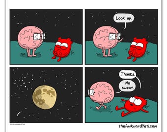 Look Up Print – Calming Wall Art, Mental Health Poster, Stars Comic Decor, Anxiety Relief Art, Inspirational Wall Art