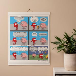 Prokrastineringstryck – Rolig väggkonst, Produktivitetshumorposter, Sarkastisk kontorsdekor, Relaterbar motivationskonst, Relaterbar anatomikonst