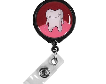 Tooth Badge Reel – Funny Dentist Badge Holder, Dental Hygienist ID Clip, Medical Badge, Healthcare Gift, Doctor Accessory