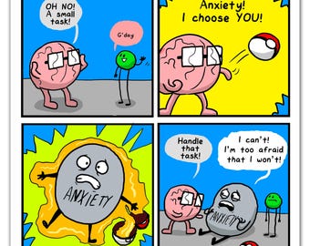 Una pequeña tarea – Póster divertido sobre la ansiedad, arte mural médico, decoración con humor sobre salud mental, regalo para el corazón y el cerebro