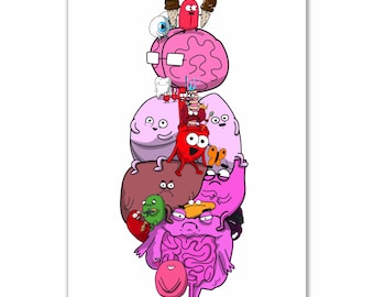 Anatomy Diagram Poster – Funny Anatomy Wall Art, Medical Humor Print, Organ Illustration, Home & Office Decor, Doctor Gift