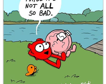 No todo es tan malo – Póster motivacional divertido, arte mural sobre salud mental, decoración del corazón y el cerebro, regalo para médicos, decoración del hogar