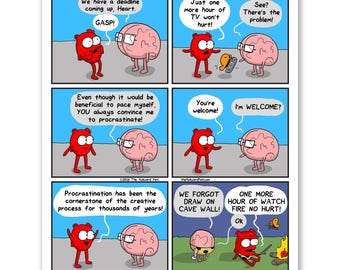 Procrastination Print – Funny Wall Art, Productivity Humor Poster, Sarcastic Office Decor, Relatable Motivation Art, Relatable Anatomy Art