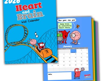 2026 Heart and Brain Printable Calendar – Digital Download Planner, Funny Monthly Calendar, Organ Comic Calendar, Doctor Gift