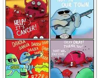 Póster "Aparece la quimioterapia" – Póster de apoyo para pacientes con cáncer, Arte mural con humor oncológico, Lámina médica, Regalo para médicos y enfermeras, Decoración del hogar