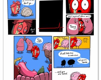 Lámina "Nos salvaste" – Divertido póster de corazón, decoración médica para pared, regalo de agradecimiento para donantes, lámina para el sector salud, regalo para médicos y enfermeras, decoración de oficina.