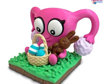 3D Printed Easter Egg Basket Uterus Statuette – Limited Edition Funny Uterus Figure, Doctor Gift, Home Decor, Easter Medical Gift