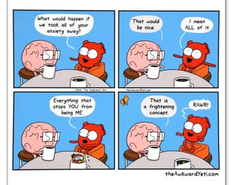 Anxiety Relief Print – Funny Mental Health Wall Art, Stress Relief Poster, Anxiety Humor Decor, Cute Motivational Art, Funny Anatomy Art