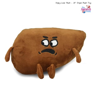 Angry Liver Plush – 10” Organ Plush Toy – Funny Anatomy Plush, Liver Gift, Medical Plush, Healthcare Gift