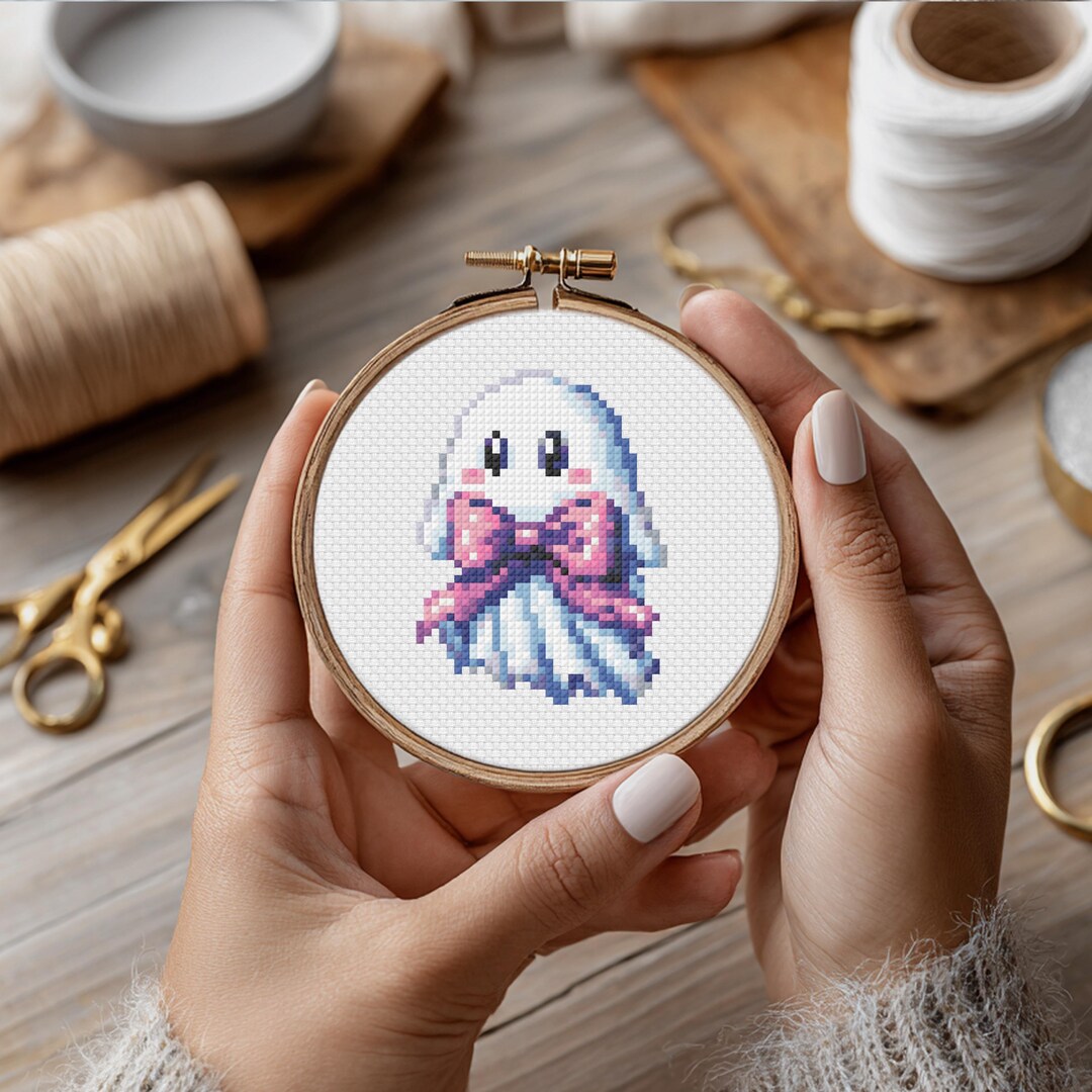 Cute Ghost Cross Stitch Pattern PDF, Mini Halloween Counted Cross ...
