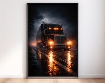 Cuadro decorativo cinematográfico de camión, regalo para camioneros profesionales, decoración moderna para oficinas de logística.
