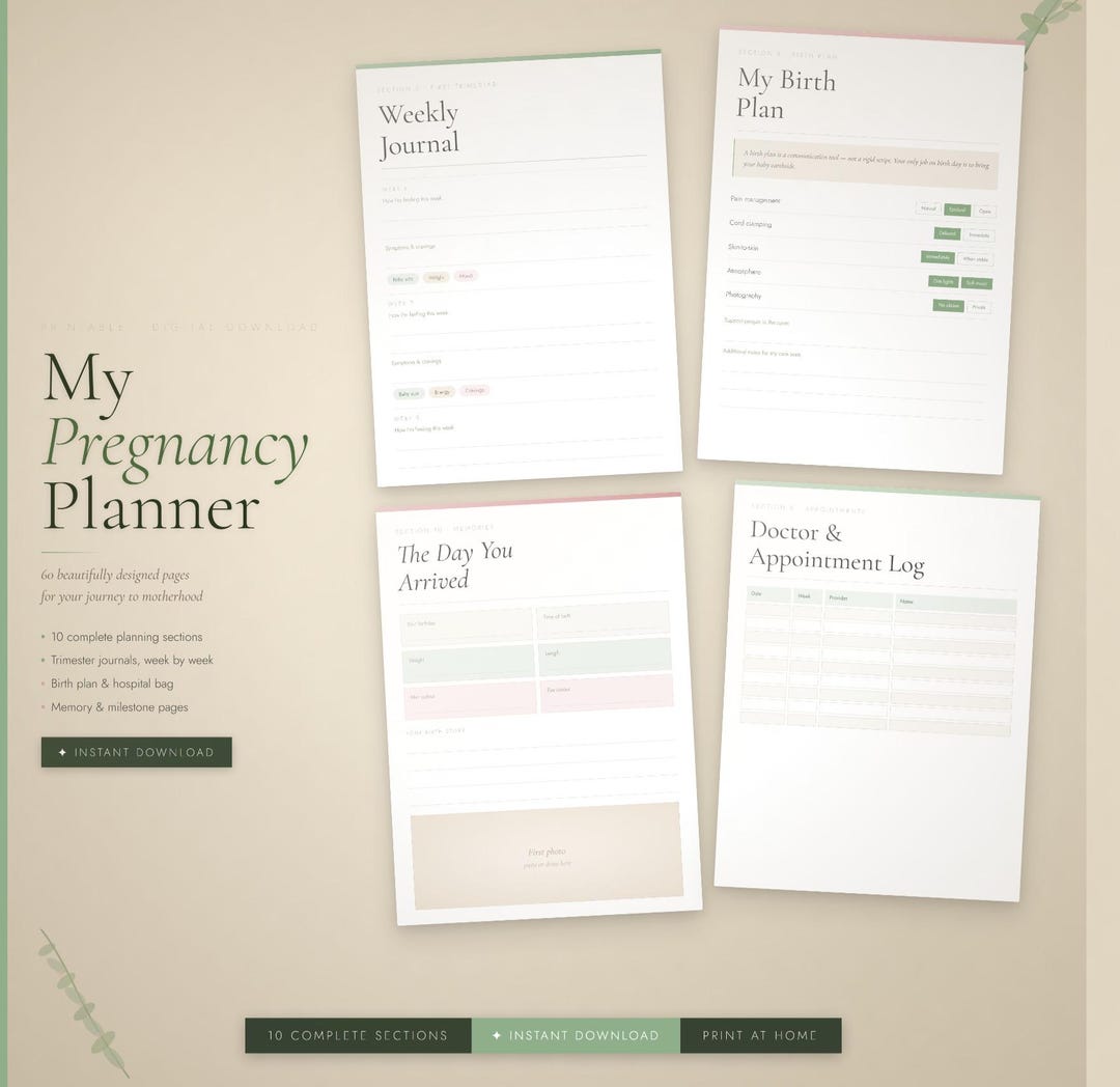 Pregnancy Planner Printable for First Time Moms | Baby Prep Binder ...