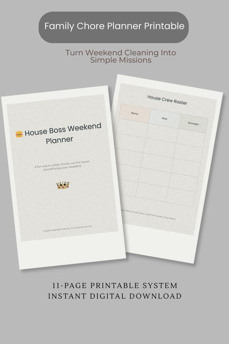 Weekend Cleaning Checklist Printable | Family Chore Planner | Kids ...