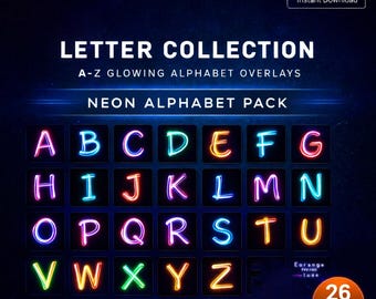 Neon Lights Alphabet Letters Svg Digital Download File