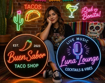 Personalized Logo Neon Sign | Custom LED Business Logo | Shop Wall Sign | Salon Bar Restaurant Decor Neon | UV Print Acrylic Sign