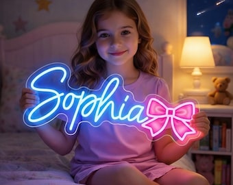 Custom Name Neon Sign for Kids Bedroom Decor, Personalized LED Sign Wall Decor, Nursery Room Decor, Dorm Wall Decor,Birthday Gift for Kids,