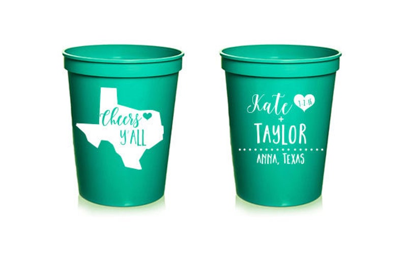 Custom Wedding Favor 16 oz Cheers Y/'all State Stadium Cups