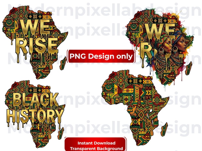 African Map PNG Bundle | Afrocentric Melanin Art, Juneteenth Apparel ...