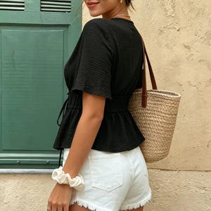 Tie Front Crop Top | Casual Deep V Shirt | Daily Wear | Summer Chic Style

Tie front crop top with deep V neckline summer chic style