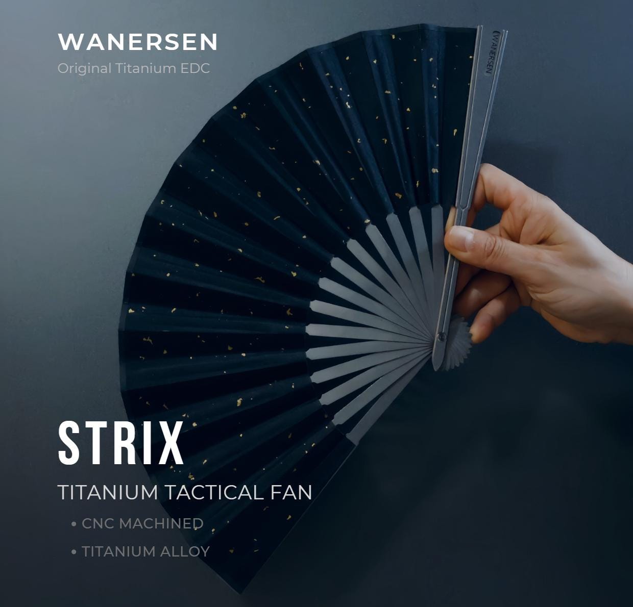 STRIX チタン製折りたたみ扇子 | オリジナルCNC加工EDCアクセサリー