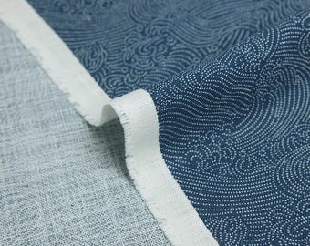 Japanese fabric Nami dotted capri blue background, Japan wave motif, 波, traditional textile, Sevenberry