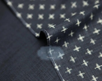 Traditional Japanese fabric cross pattern, Japan Igeta motif, indigo textile, Sevenberry indigo, 井桁, katazome style