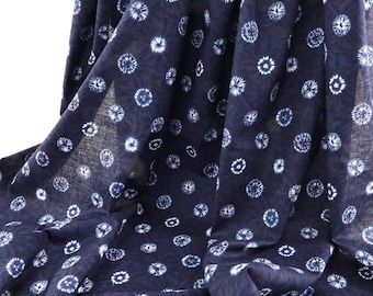 Japanese fabric indigo Kumo shibori style - traditional geometric motif, Shibori, Japan blue dyed fabrics