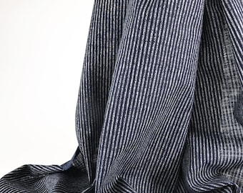 Traditional Japanese stripe ecru fabric - line pattern print, Sewing Crafts, indigo, navy blue cotton