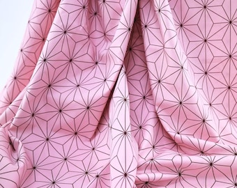 Japanese Manga fabric Asanoha pink background – leaf pattern cosplay fabric, animation Japan character, DS