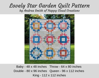 Lovely Star Garden Quilt Pattern: Modern Patchwork Design (Digital PDF)