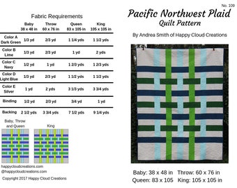 DIGITAL PDF - Pacific Northwest Plaid Quilt Pattern, Baby, Throw, Queen, King, Quick, Easy, beginner pattern, digital, quilter, modern quilt